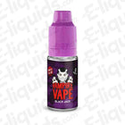 Vampire Vape Blackjack 60/40 10ml E-liquid bottle, featuring sweet liquorice and aniseed flavors, suitable for pod kits.