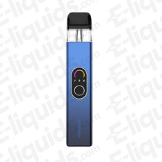 Vaporesso XROS 4 Pod Kit in blue showcasing sleek design and advanced control features for optimal vaping experience.