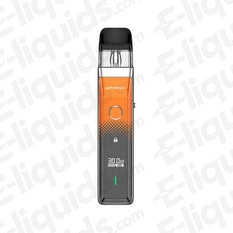 Vaporesso XROS Pro Pod Kit in orange and black design showcasing LCD display and compact size for easy vaping.