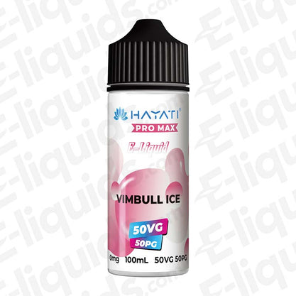 Hayati Pro Max Vimbull Ice Shortfill E-liquid bottle 100ml, 50VG/50PG mix, ideal for vape kits.