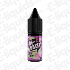 Vimtoes Nic Salt E-liquid by Re Salt in a 10ml bottle, featuring fruity flavors of grape, raspberry, and blackcurrant.