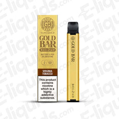 Gold Bar Reload pod kit in Virginia Tobacco flavor, showcasing its refillable design and rechargeable battery for MTL vaping.