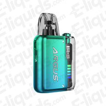 Voopoo Argus P2 Pod Kit in green and blue, compact design, suitable for MTL and DTL vaping experiences.
