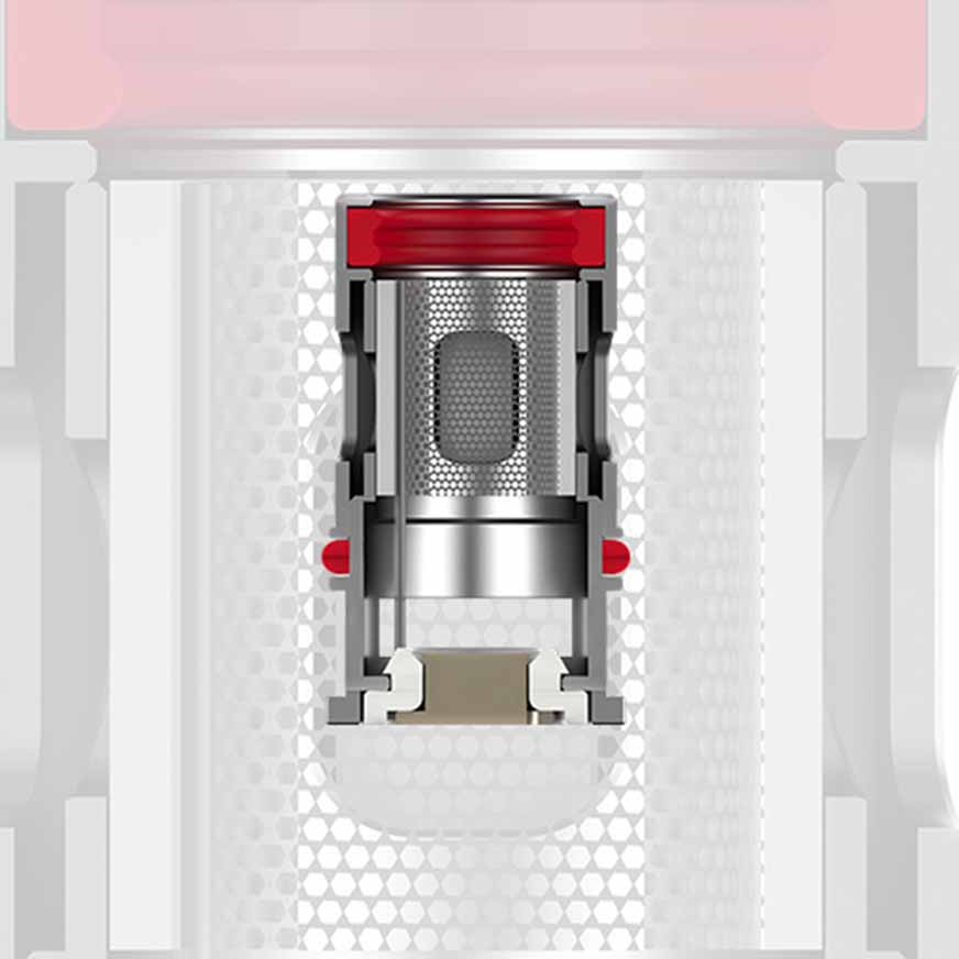 Close-up of vape coil showing intricate mesh and steel structure for optimal heating and efficient aerosol production in vaping devices.