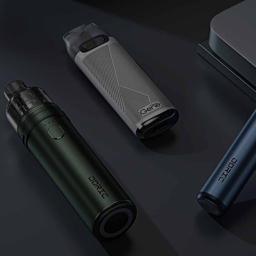Variety of sleek, modern vape devices on a dark surface, showcasing innovative design and advanced technology.