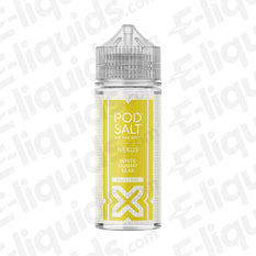 Pod Salt Nexus White Gummy Bear Shortfill E-liquid 100ml bottle with vibrant yellow label.