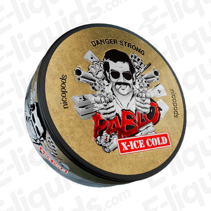 Pablo X Ice Cold nicotine pouches can featuring bold design and strong mint flavor for intense freshness and high nicotine content.