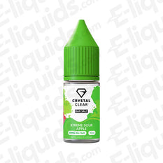 Crystal Clear Bar Xtreme Sour Apple Nic Salt e-liquid bottle with green cap, 10mg nicotine strength.