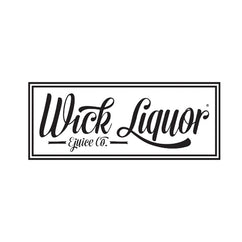 Wick Liquor E-Liquid logo in monochrome design