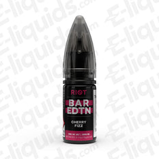 Cherry Fizz Bar Edition Nic Salt E-liquid by Riot Squad in a sleek bottle, showcasing sweet cherry and fizzy candy flavors.