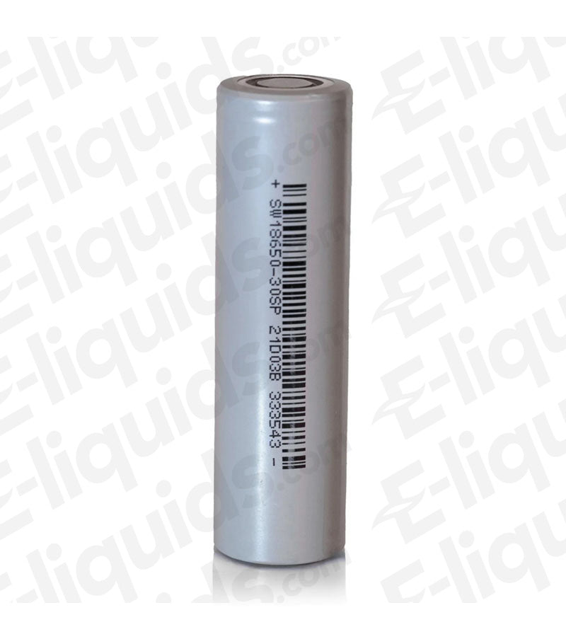 Sinowatt 18650 30SP 3000mAh rechargeable vape battery with 15A discharge rate, ideal for regulated mods.