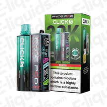 Pyne Pod Click S 30K Apple Edition Prefilled Pod Kit with red and sour apple flavours in green and black Click S 30K packaging.