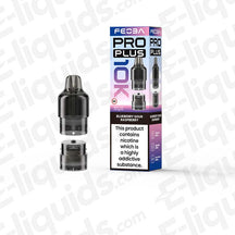 Feoba Pro Plus Blueberry Sour Raspberry Prefilled Pod with sweet Blueberry and a tangy Raspberry kick in blue and purple packaging.
