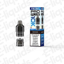 Feoba Pro Plus Blue Slush Prefilled Pod with icy Blue Raspberry syrup flavour in bright blue and white packaging.