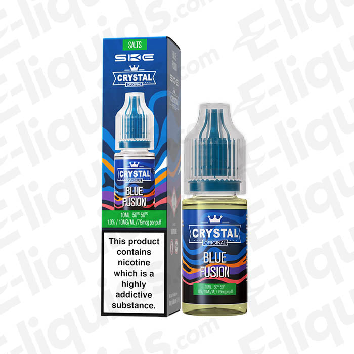 Blue Fusion Nic Salt Eliquid by SKE Crystal with blueberries and grapes, 10ml bottle, smooth throat hit.