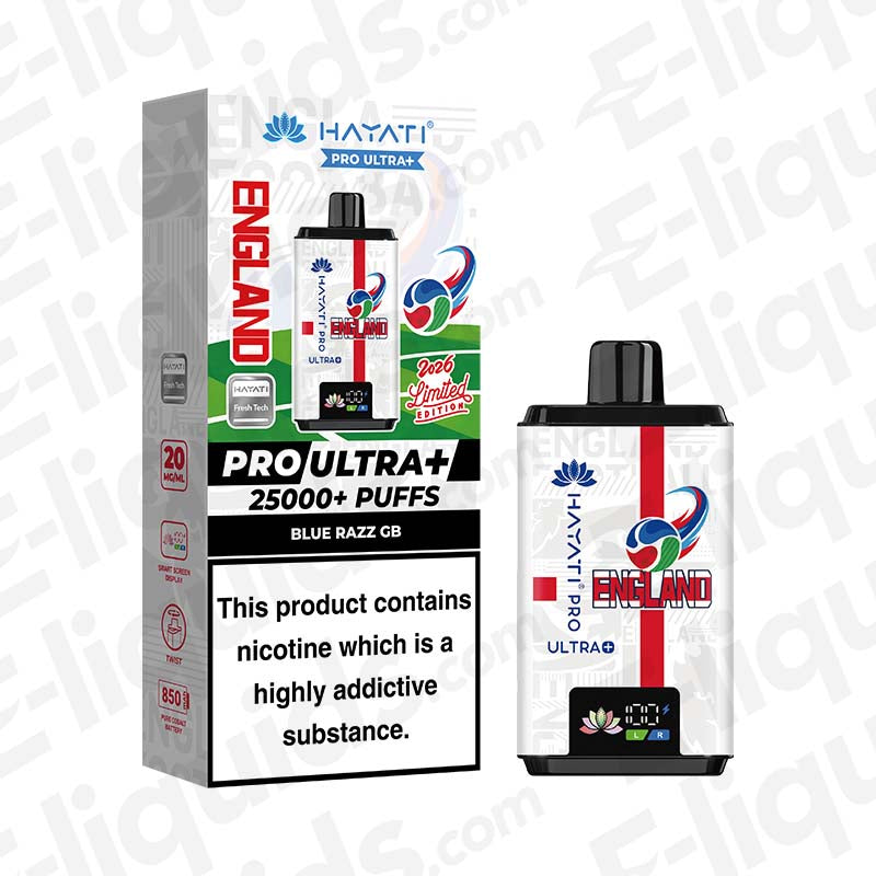 Hayati Pro Ultra+ 25K World Cup Edition (England) Blue Razz Gb Prefilled Pod Kit