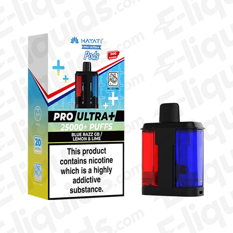 Hayati Pro Ultra+ 25K Blue Razz GB - Lemon & Lime Prefilled Pods