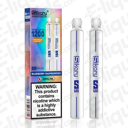 Blueberry Raspberries Sikary S600 Twin Pack Disposable Vape Device