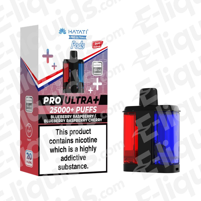 Hayati Pro Ultra+ 25K Blueberry Raspberry - Blueberry Raspberry Cherry Prefilled Pods