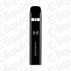 Uwell Caliburn G3 Black Vape Pod Kit with MTL and RDTL features, 900mAh battery, and 5-25W output range.
