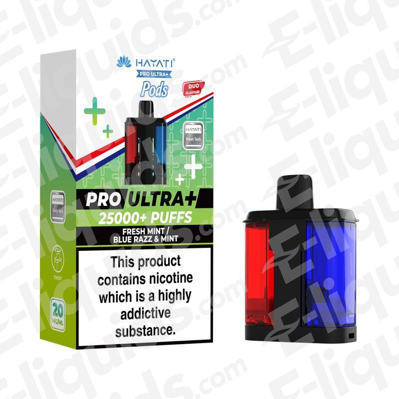 Hayati Pro Ultra+ 25K Fresh Mint - Blue Razz & Mint Prefilled Pods