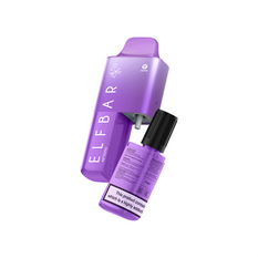 Elf Bar AF5000 compliant prefilled pod with purple design, featuring 10ml refill container for up to 5000 puffs.