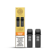 Gold Bar Reload Hawaiian Sunrise Prefilled Pods packaging with two pods, showcasing tropical vaping flavors.