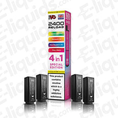 IVG 2400 4-in-1 Special Edition Prefilled Pods with 2400 puffs, 20mg strength, and 2ml e-liquid capacity displayed in packaging.