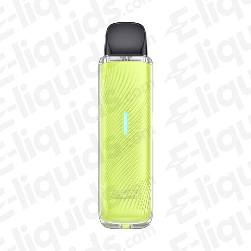 Uwell Caliburn G5 Lite Lemon Green Pod Kit with a lemon green dual-texture body, black mouthpiece and slim pod device design.
