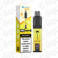 Hayati Pro Max 6K Lemon Pineapple Prefilled Pod Kit with zesty Lemon and sweet tropical Pineapple in yellow packaging.
