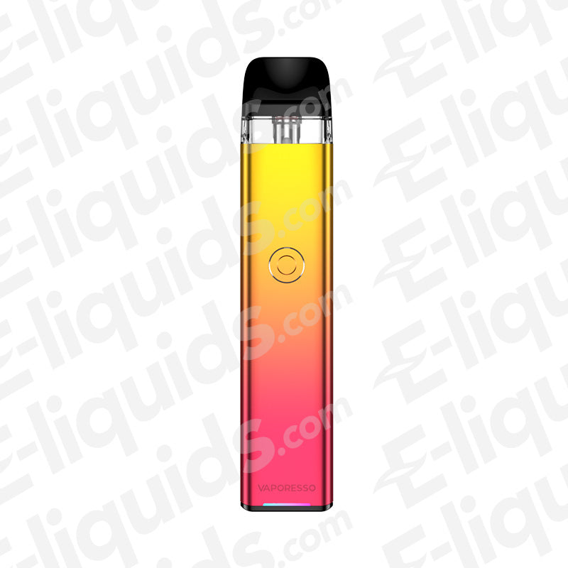 Vaporesso XROS 3 Neon Sun Vape Pod Kit with vibrant gradient design, featuring a refillable pod and built-in 1000mAh battery.