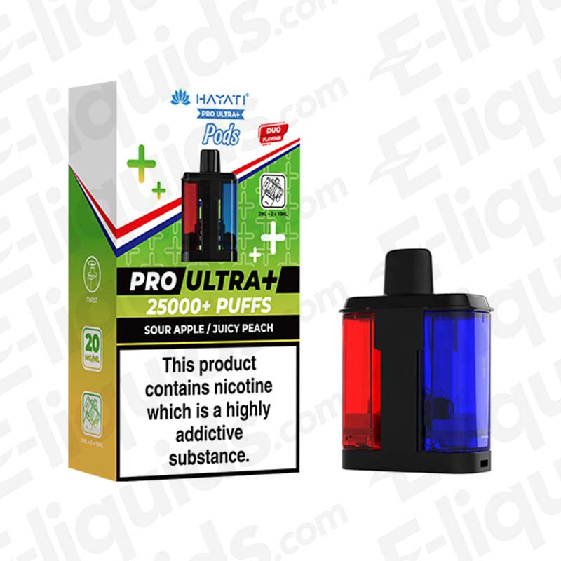 Hayati Pro Ultra+ 25K Sour Apple Juicy Peach Prefilled Pod