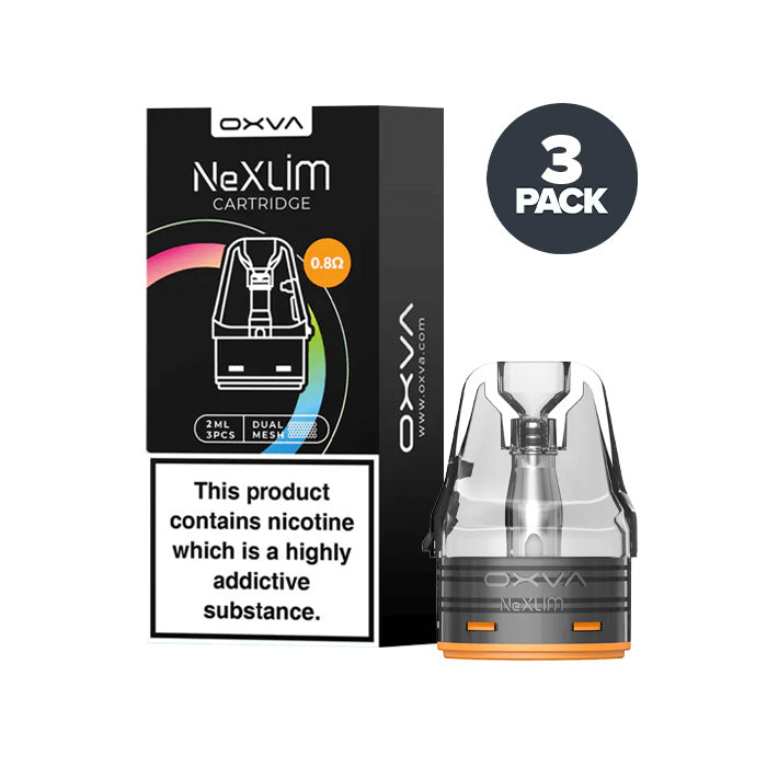OXVA NeXLIM Replacement Vape Pods 3 Pack with Dual Mesh Coil for Enhanced Flavour and Leak-Proof Design.