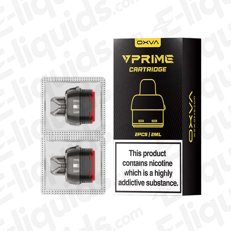 OXVA VPrime 2ml Replacement Pods with 0.6 Ohm mesh coils, pack of 2, featuring UniTech 2.0 for MTL, RTDL, and DTL vaping styles.