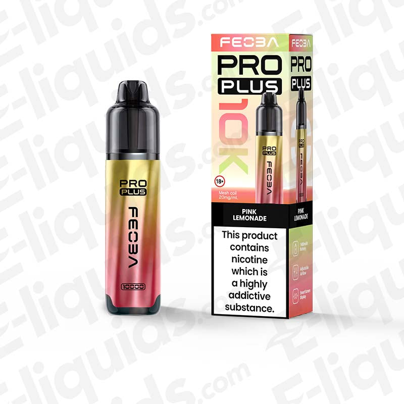 Feoba Pro Plus Pink Lemonade Prefilled Pod Kit with juicy berries and zesty Lemonade in pink-green and white packaging.