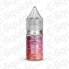 Peach Passion Fruit Ice Nic Salt E-liquid by Ohm Boy SLT, 10ml bottle, 10mg nicotine strength.