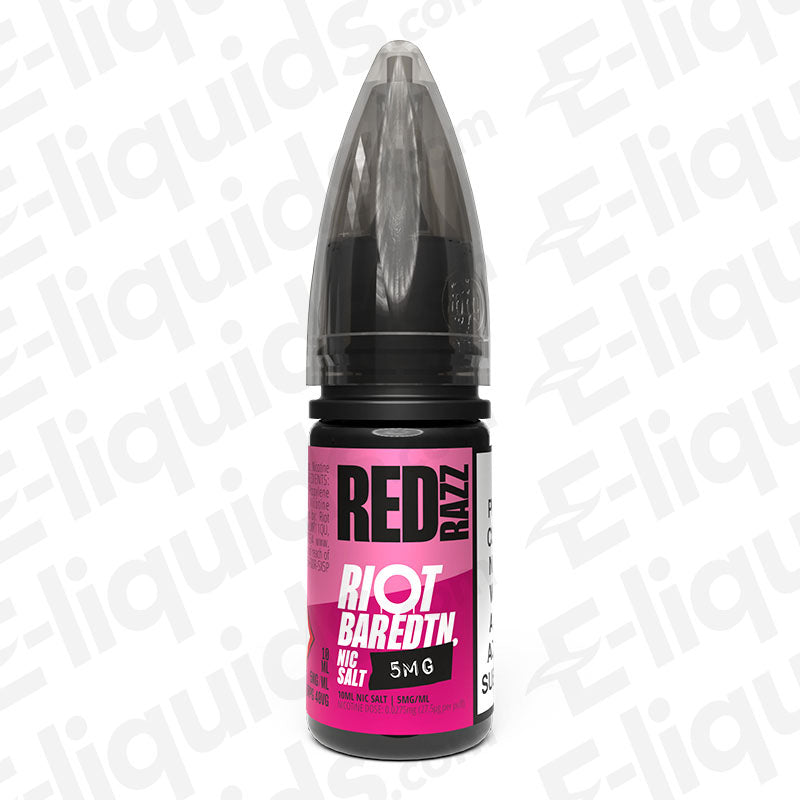 Red Razz Bar Edition Nic Salt by Riot Squad, featuring raspberry flavor and ice notes in a 50ml bottle.