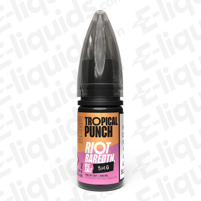 Tropical Punch Bar Edition Nic Salt by Riot Squad, featuring a tropical dragon fruit and peach flavor in a 10ml bottle.