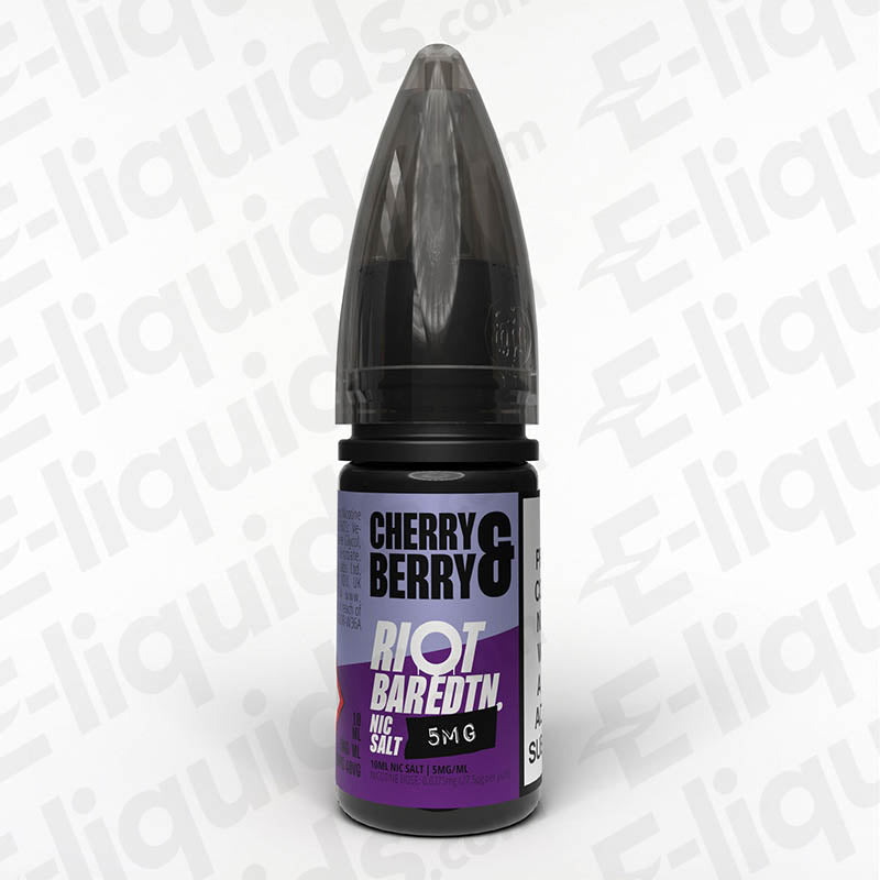 Cherry Berry Bar Edition Nic Salt E-liquid by Riot Squad, 10ml bottle with fruity flavor profile.