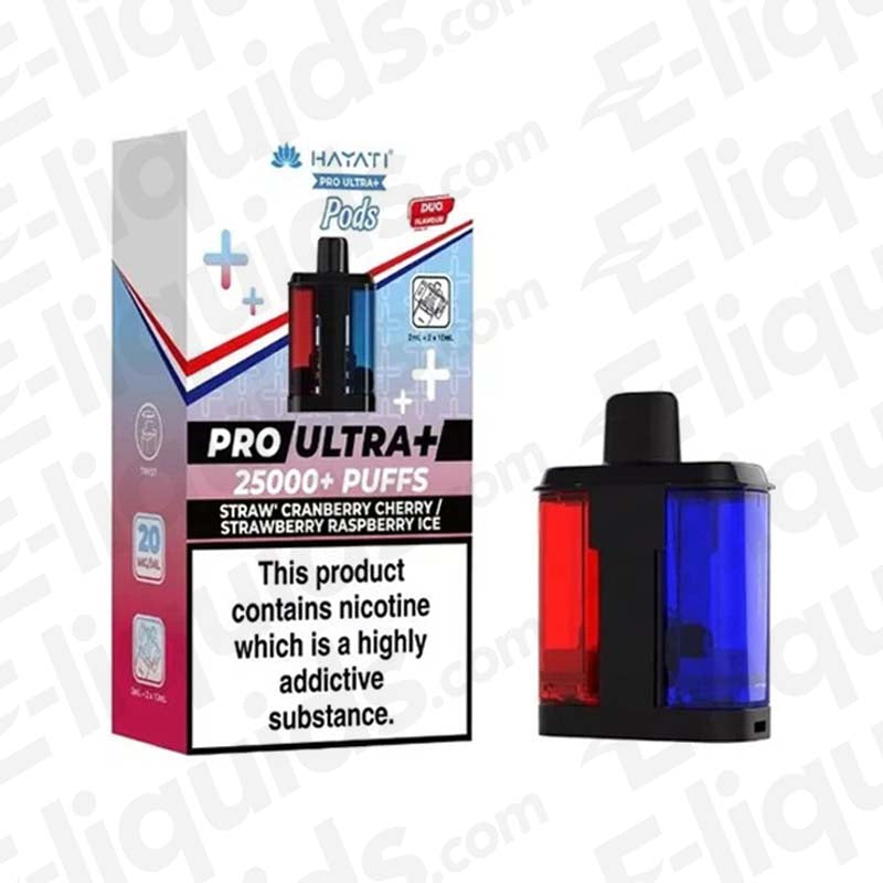 Hayati Pro Ultra+ 25K Straw' Cranberry Cherry - Strawberry Raspberry Ice Prefilled Pods