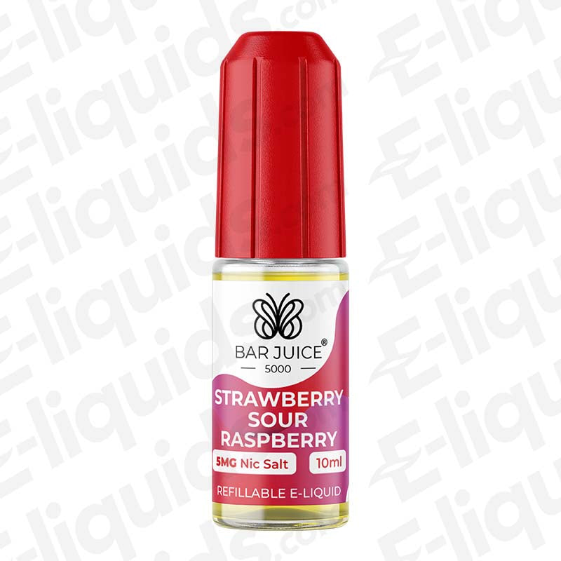Bar Juice 5000 Strawberry Sour Raspberry Nic Salt 10ml bottle with red cap