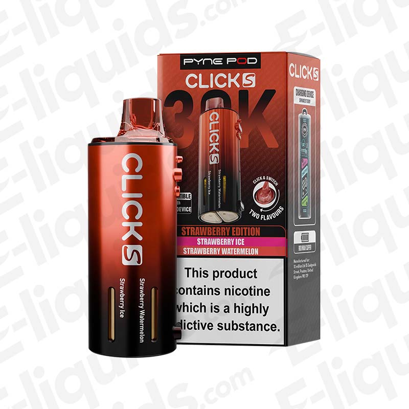 Pyne Pod Click S 30K Strawberry Edition Prefilled Pod with sweet strawberry flavour in red and black packaging
