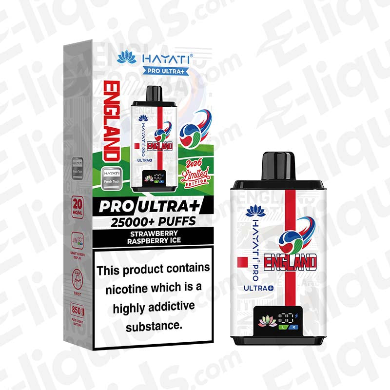 Hayati Pro Ultra+ 25K World Cup Edition (England) Strawberry Raspberry Ice Prefilled Pod Kit