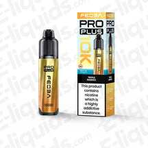 Feoba Pro Plus Triple Mango Prefilled Pod Kit with exotic Mango and a tropical hit in bright white and orange-blue packaging.