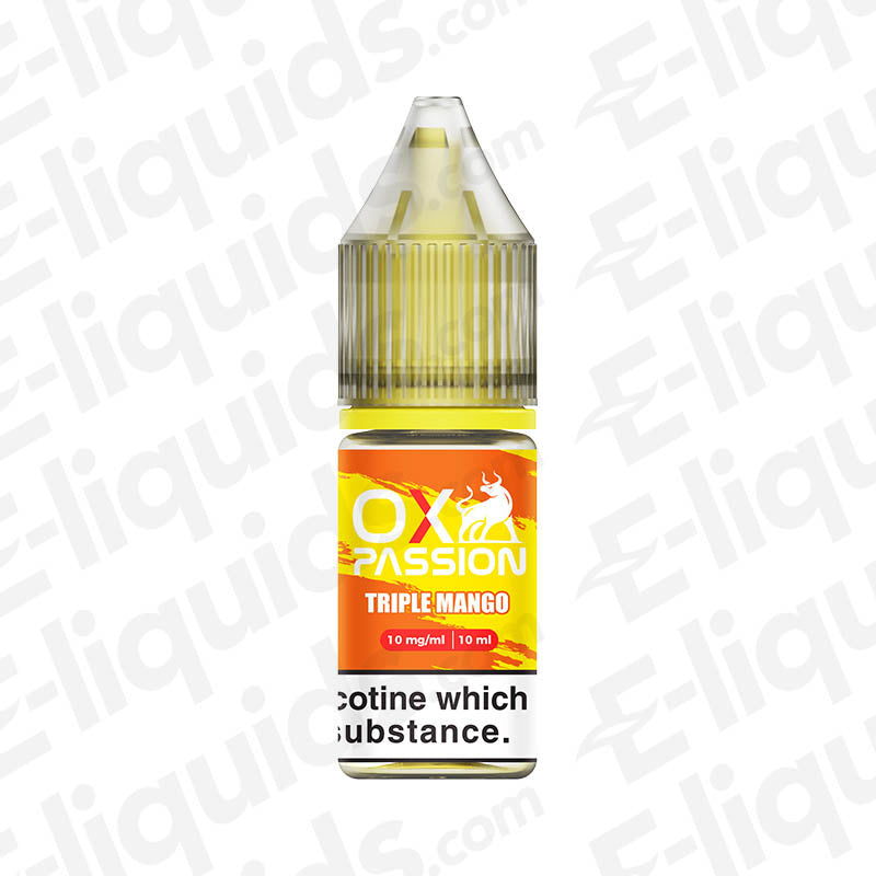 Triple Mango OX Passion Nic Salt E-liquid by OXVA - 10mg, tropical mango flavor, ideal for pod and pen-style vape kits