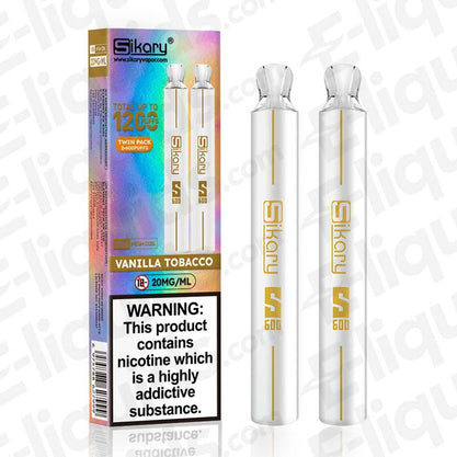 Vanilla Tobacco Sikary S600 Twin Pack Disposable Vape Device