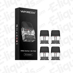 Vaporesso XROS Replacement Vape Pods 4 Pack for MTL vaping, includes PCTG material, mesh coil, available in three resistances.