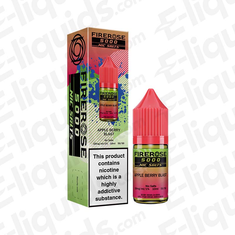 Apple Berry Blast Firerose 5000 Nic Salt E-liquid by Elux with vibrant packaging and dropper bottle.