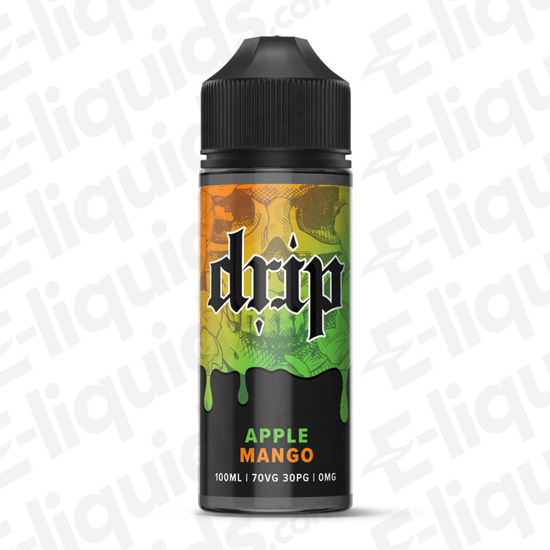 Drip Apple Mango Shortfill E-liquid, 100ml bottle, vibrant flavor blend, ideal for refreshing vaping experience.