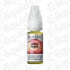 ELFLIQ Apple Peach Nic Salt E-liquid bottle, 10ml with nicotine salts, featuring a sweet apple and peach flavor for vaping.